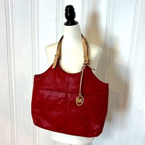New MICHAEL KORS red leather bag